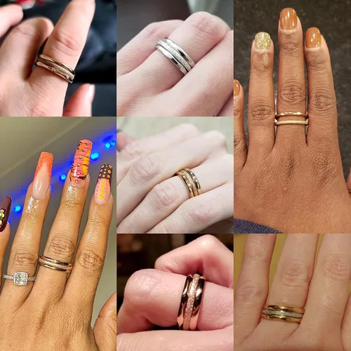 Miniatura 3 de JOERICA 3 anillos de compromiso de boda apilables de acero inoxidable de 0.079in para mujer