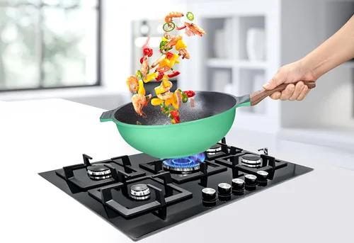 Miniatura 3 de Concord Sartén antiadherente de 13 pulgadas INOBLE Wok Sartén para freír. Revestimiento inoble japonés premium (rubor)