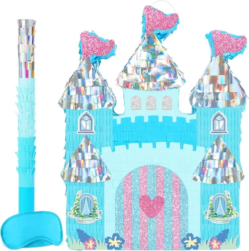 Miniatura 107 de WERNNSAI - Piñata de sirena plegable, piñata de cumpleaños con flecos que incluye cuerda para jalar, venda y bate. Decoraciones
