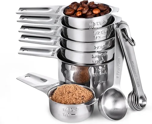Miniatura 9 de U-Taste Juego de 15 tazas y cucharas medidoras: 7 tazas medidoras y 7 cucharas medidoras con 2 anillos en D y 1 tabla de conversión profesional