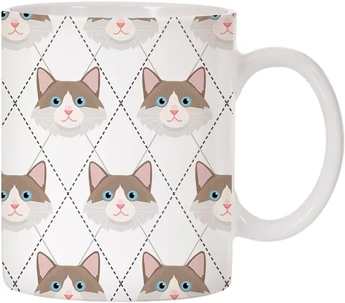 Miniatura 24 de Adorable Cat Breed Design Argyle Pattern Taza de café de cerámica (abisinian)