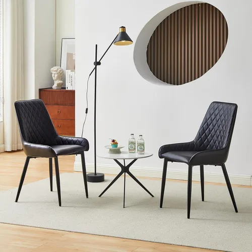 Miniatura 2 de TUKAILAi Juego de 2 sillas de comedor de piel sintética, moderno sillón con asiento tapizado y patas de metal, silla de ocio de poliuretano