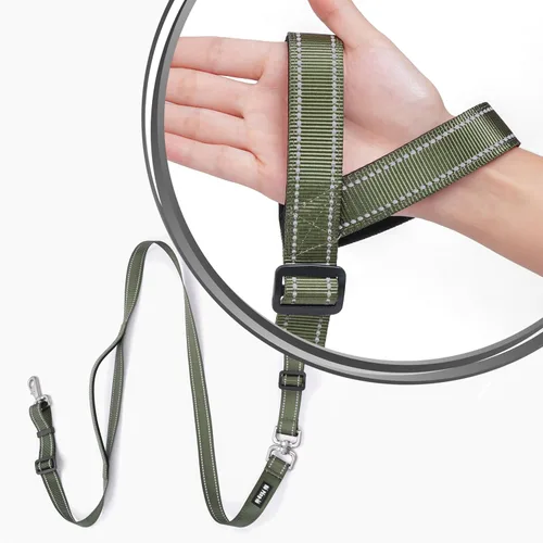 Miniatura 6 de Correa antideslizante para perro, correa y collar de entrenamiento resistente sin tirones con antienredos, mango acolchado e hilo reflectante