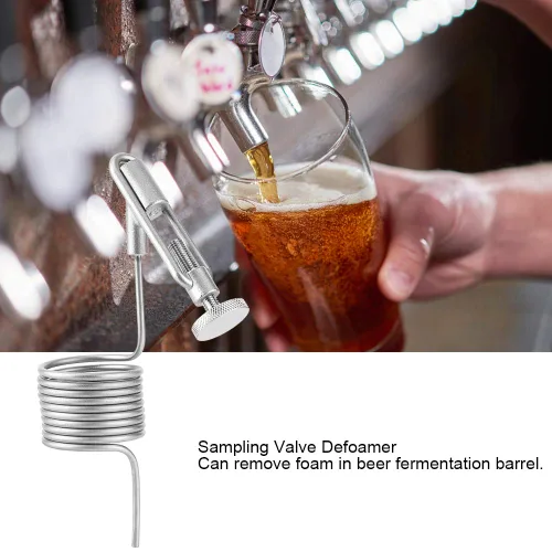 Miniatura 2 de Desespumante de bobina de muestreo de acero inoxidable 304,Válvula de muestreo de cerveza de plata Desempañador de bobina de fermentador Homebrew