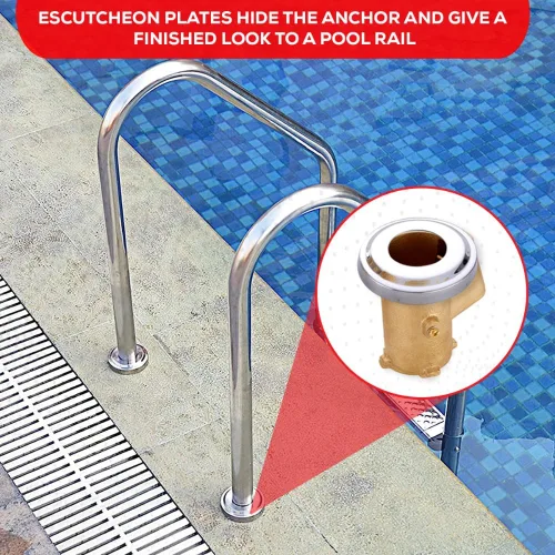 Miniatura 6 de Juego de anclaje y escudo de riel de piscina de latón – Paquete de 2 anclajes enterrados con profundidad de 4 pulgadas – Se adapta a tubos