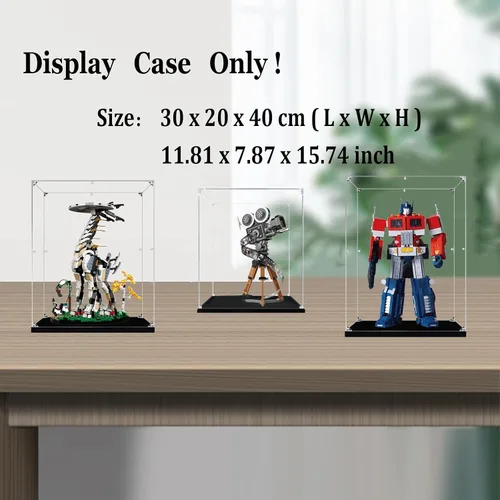 Miniatura 2 de Vitrina para Lego 10302 76989 43230 - Caja de exhibición de acrílico transparente para modelo Optimus Prime/Tallneck/Cámara, 11.8x7.8x15.7 pulgadas