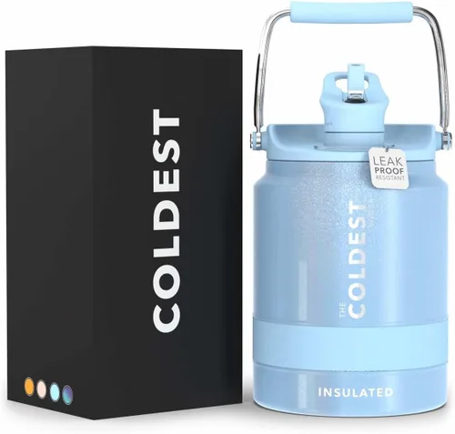Miniatura 10 de The Coldest Water Bottle - Botella de un galón de agua con tapa superior abatible, con popote, botella de agua de 128 oz (1 galón)