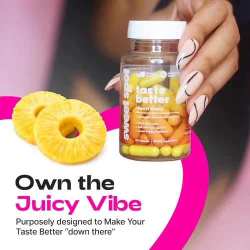 Miniatura 5 de Sweet Spot - Suplemento de salud vaginal de piña y arándano, 60 cápsulas, refresca el sabor, promueve el equilibrio femenino, el equilibrio del pH