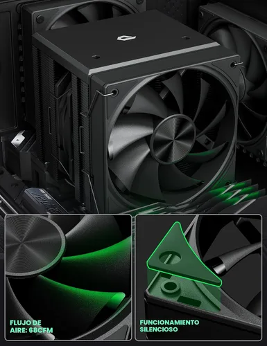 Miniatura 5 de Enfriador de aire para CPU, enfriador de CPU de doble torre con ventilador PWM de 120 mm, enfriador de aire para CPU de 6 tubos de calor