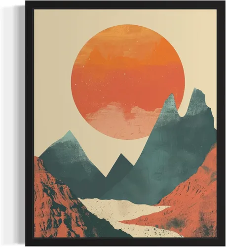 Póster de paisaje, arte de pared retro vintage, galería de pintura de la naturaleza 22 (montañas Ades, 11 x 14 pulgadas, marco negro)