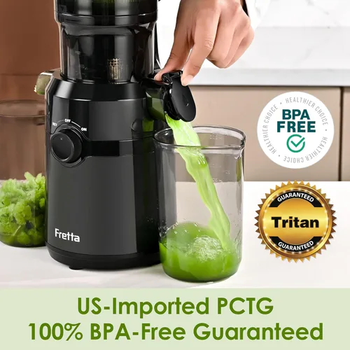 Miniatura 2 de Exprimidores de prensa en frío, máquinas exprimidoras Fretta Nifty con material PCTG de los Estados Unidos, se adaptan a frutas y verduras enteras