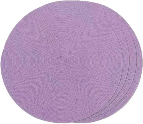 Miniatura 18 de FunWheat Juego de 4 manteles individuales redondos trenzados para mesas de comedor, manteles tejidos resistentes al calor, 15 pulgadas