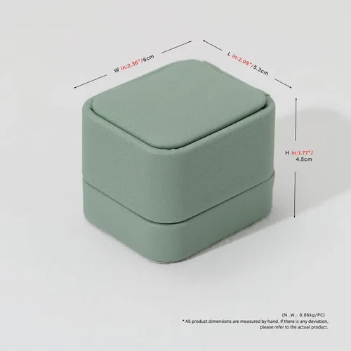 Miniatura 4 de Caja de anillo de cuero para compromiso de propuesta Caja de regalo de anillo de joyería de cuero verde oliva
