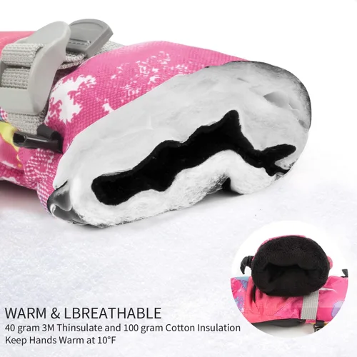 Miniatura 5 de BOSONER Guantes de esquí y snowboard, guantes cálidos impermeables de invierno, guantes de nieve para clima frío para hombres, mujeres, niños
