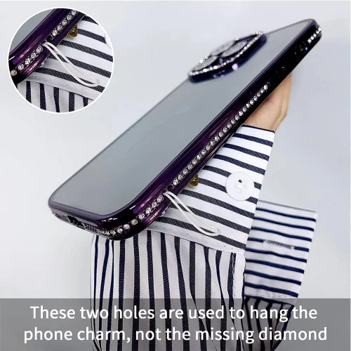 Miniatura 6 de Funda compatible con iPhone 11 Pro Max con protector de lente de cámara de diamante con purpurina, bonita funda de cristal transparente a prueba