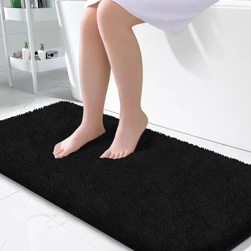 Miniatura 12 de Alfombra de baño beige extra larga de 59.1 x 23.6 pulgadas, alfombra de baño grande de microfibra lanuda antideslizante, absorbente, extra suave