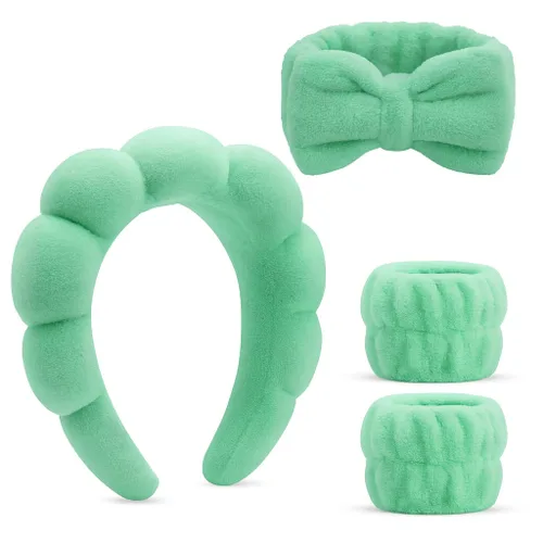 Miniatura 10 de Diadema de spa para lavar la cara, 3 piezas, maquillaje, facial y cuidado de la piel. Banda para la cabeza para el cuidado de la piel de burbujas.