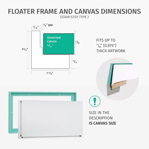 Miniatura 4 de PIXY CANVAS Paquete económico de lienzo estirado de 8 x 10 pulgadas de profundidad y marco flotante para tus pinturas, artes de pared, decoración