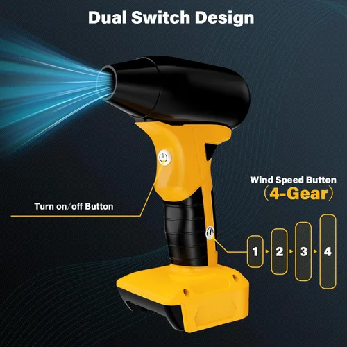 Miniatura 3 de Plumero de aire comprimido, soplador de aire de 130000 RPM para batería DeWalt de iones de litio de 20 V, teclado de limpieza y PC, 4 engranajes