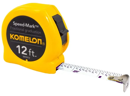 Komelon SM3912 Speed Mark - Cinta métrica de hoja de acero con revestimiento acrílico, 12 pulgadas por 5/8 pulgadas, caja amarilla