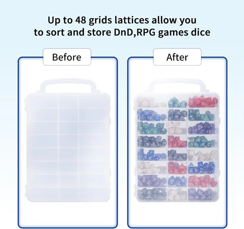 Miniatura 2 de Estuche de almacenamiento de dados para dados DnD con divisores extraíbles con capacidad para hasta 830 dados, estuche para dados DnD con asa, ideal