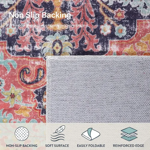 Miniatura 5 de Lahome Boho 2'8"x10' Alfombra Lavable para Pasillo de Cocina con Respaldo de Goma, Alfombras de Cocina Bohemias Antideslizantes y Suaves, Alfombra