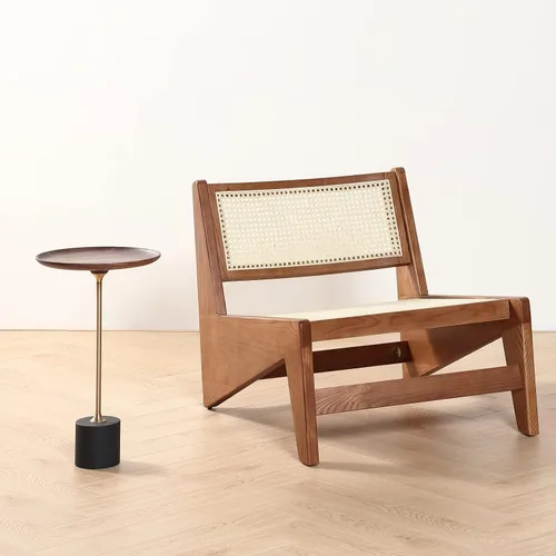 Miniatura 3 de COZYMATIC Castiglia - Mesa auxiliar redonda, mesa de centro con pedestal con mesa de madera, mesa de bebidas, mesa de sofá para sala de estar