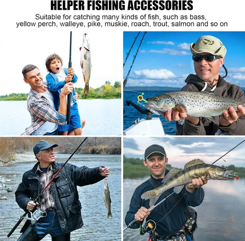 Miniatura 7 de Skylety Crappie - Juego de cabezas de plantilla de pesca Underspin, señuelo de gancho con bola de ojo y hoja giratoria, plantillas de cabeza de 1/16