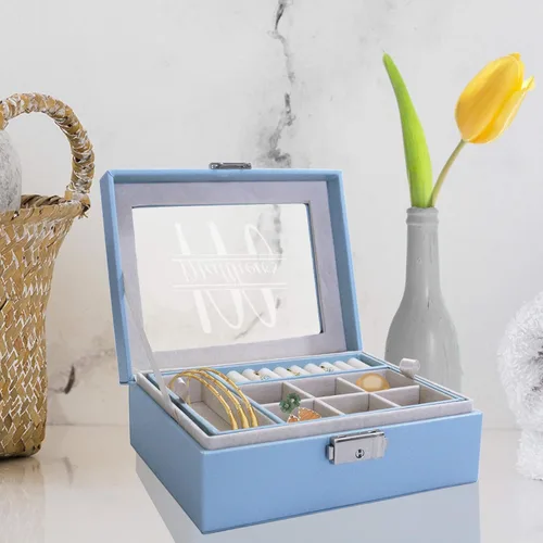 Miniatura 3 de My Personal Memories Joyero personalizado, bandeja y organizador con parte superior de cristal, accesorios personalizados y grabados, regalo