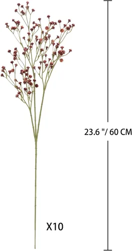 Miniatura 5 de Paquete de 10 flores artificiales de aliento de bebé, 3 ramas, flores de plástico falsas de gypsophila, arreglo floral para boda, decoración