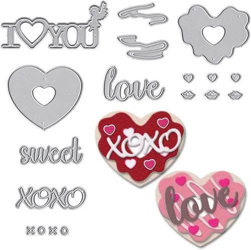 Hying Troqueles de corte de palabras de amor de San Valentín para hacer tarjetas, decoración de álbumes de fotos, corazones amorosos, besos,