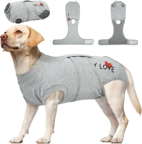 Miniatura 14 de Kuoser Traje de cirugía para perro, cómodo traje de recuperación para perros hembras para cirugía, mameluco protector posoperatorio, alternativa