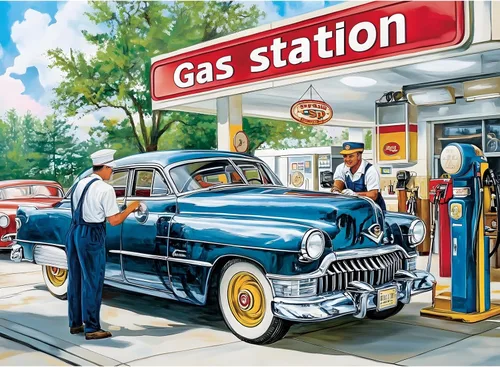 Rompecabezas de 500 piezas para adultos, rompecabezas de gasolinera para adultos y personas mayores, edad 12+, rompecabezas de estilo retro de 500
