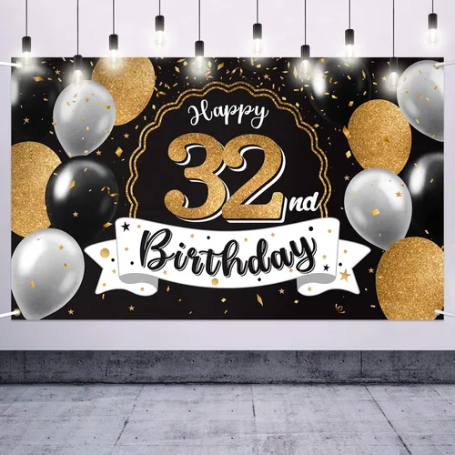 Miniatura 25 de Decoración de feliz cumpleaños número 100, globo negro y dorado número 100, cartel de fondo grande de cumpleaños – Decoración de fiesta