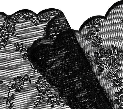 Miniatura 5 de Cortinas traslúcidas de encaje negro de 108 pulgadas para dormitorio, cortinas clásicas con bordado de rosa negra, cortinas traslúcidas de punto