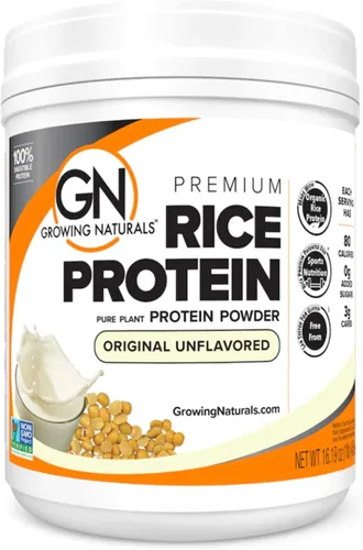 Miniatura 11 de Growing Naturals Proteína orgánica de arroz en polvo, sabor a chocolate, sin OMG, vegano, 16.8 onzas