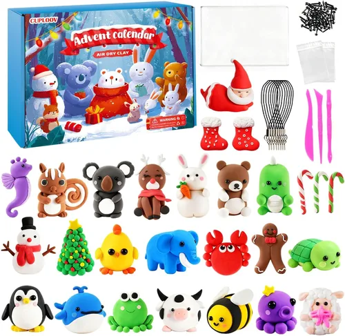 Miniatura 8 de Arcilla de modelado de secado al aire de Navidad para niños, kit de arcilla polimérica súper ligero y suave, juego de manualidades de animales