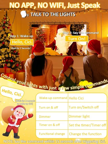 Miniatura 2 de 2025 Nuevas Luces de Navidad Conectables con Control de Voz para Interiores/Exteriores, 200 LED 23.1 mt Extensibles, Cadena de Luces de Navidad