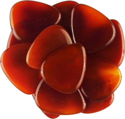 Miniatura 6 de Púa de guitarra o bajo de Obsidiana de Caoba en vidrio volcánico - 3.0 mm de calibre ultra pesado - Forma 351 - Púa exótica artesanal de gema