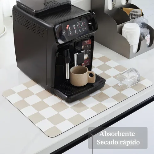 Miniatura 4 de Ohocut Tapete de secado de platos a cuadros para encimera de cocina, accesorios de estación de cafetería, estética, retro, moderna, absorbente