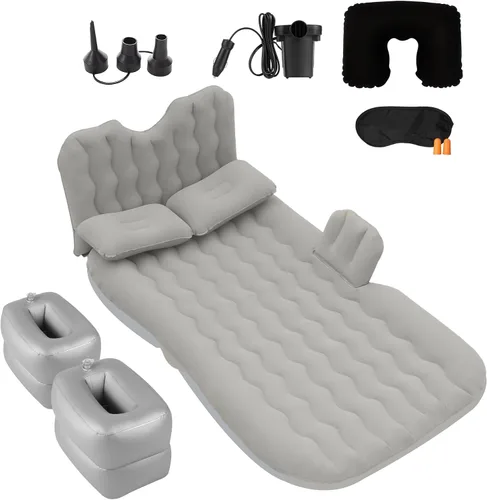 Miniatura 8 de Onirii, Colchón inflable con respaldar para el automóvil, inflador portátil, para viajes, campamentos, vacaciones, con almohadillas inflables