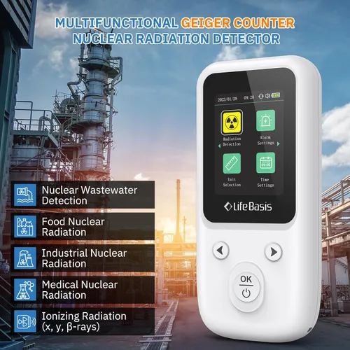 Miniatura 2 de LifeBasis Contador Geiger Detector de Radiación Nuclear, Dosímetro de Radiación con Pantalla TFT y Alerta Inteligente Monitor de Radiación Beta