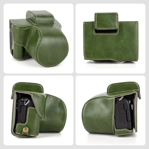 Miniatura 4 de MUZIRI KINOKOO Funda Protectora para Cámara Canon EOS R50/R100 y Lente 18-45mm, de Cuero PU EOSR50 R100 Incluyendo Media Funda, Tapa Abatible, Verde