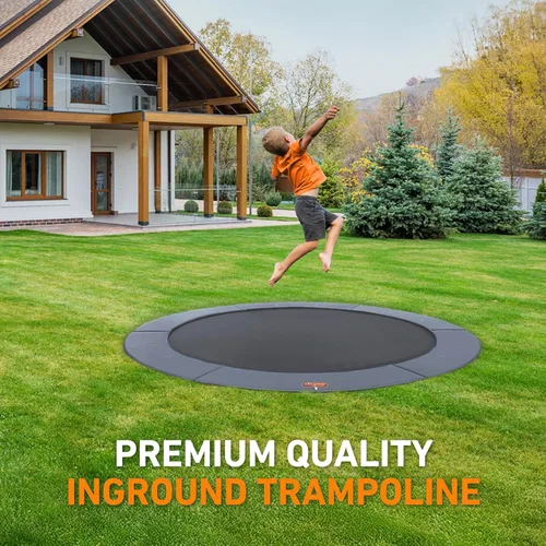 Miniatura 7 de Avyna Trampolín redondo en el suelo de alta calidad, 15 pies, 14 pies y 12 pies - Trampolín al aire libre para niños y adultos con características