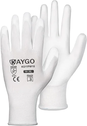 Miniatura 87 de KAYGO KG11PB - Guantes de seguridad con revestimiento delgado de poliuretano, tejido sin costuras, agarre suave en palma y dedos, para trabajo Verde