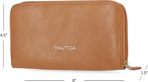 Miniatura 3 de Nautica Bulk Cargo - Cartera RFID para mujer, organizador con cremallera alrededor, Anchor Aweigh