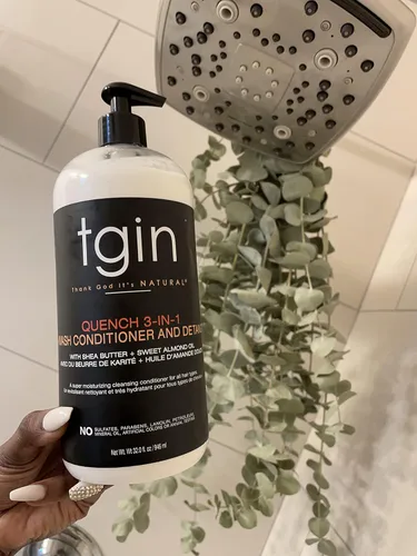 Miniatura 6 de tgin Quench - Acondicionador y desenredante 3 en 1 para cabello rizado que limpia y suaviza, productos ligeros para el cabello rizado con manteca