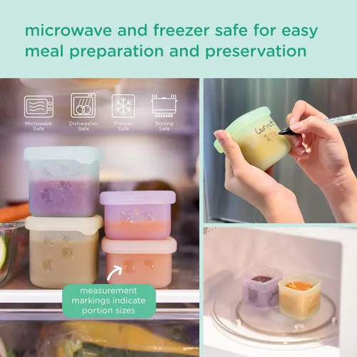 Miniatura 5 de Olababy Contenedores de Almacenamiento de Silicona Clear Sense 4 piezas para Alimentos de Bebé, Snacks, Fórmula, Puré, Salsa y Más Sin Plástico