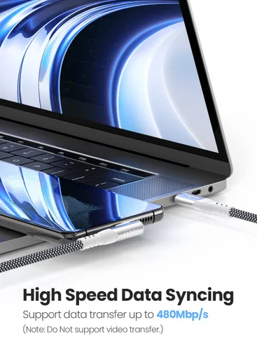 Miniatura 4 de Fasgear Cable USB C a USB C de 100 W – Paquete de 3 cables USB 2.0 tipo C a tipo C PD de 3 pies y 6 pies y 10 pies de carga rápida de ángulo recto