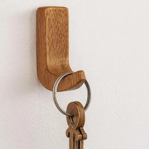 Miniatura 7 de Indian Shelf Ganchos decorativos de pared adhesivos de madera, ganchos bohemios sin daños para llaves, joyas, correas y accesorios ligeros, 6